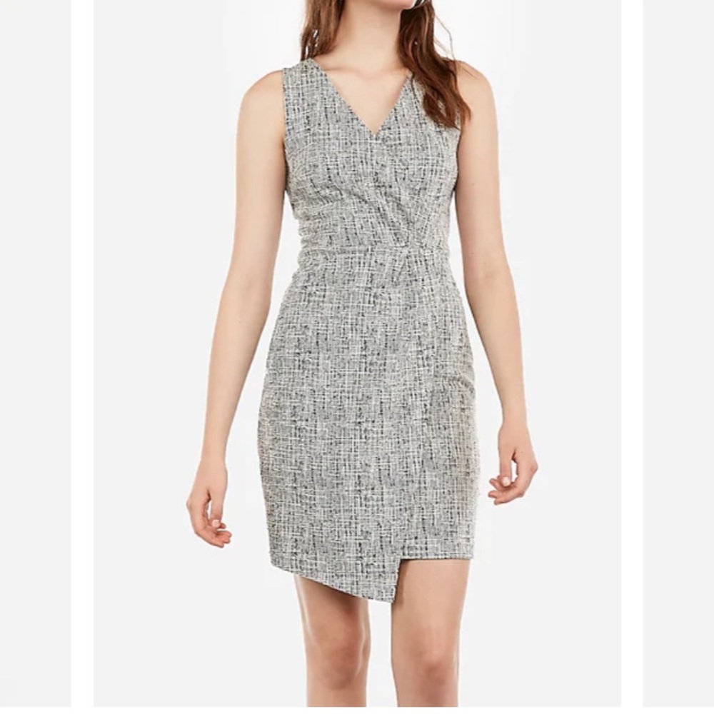 Express surplice front pleated sheath dress